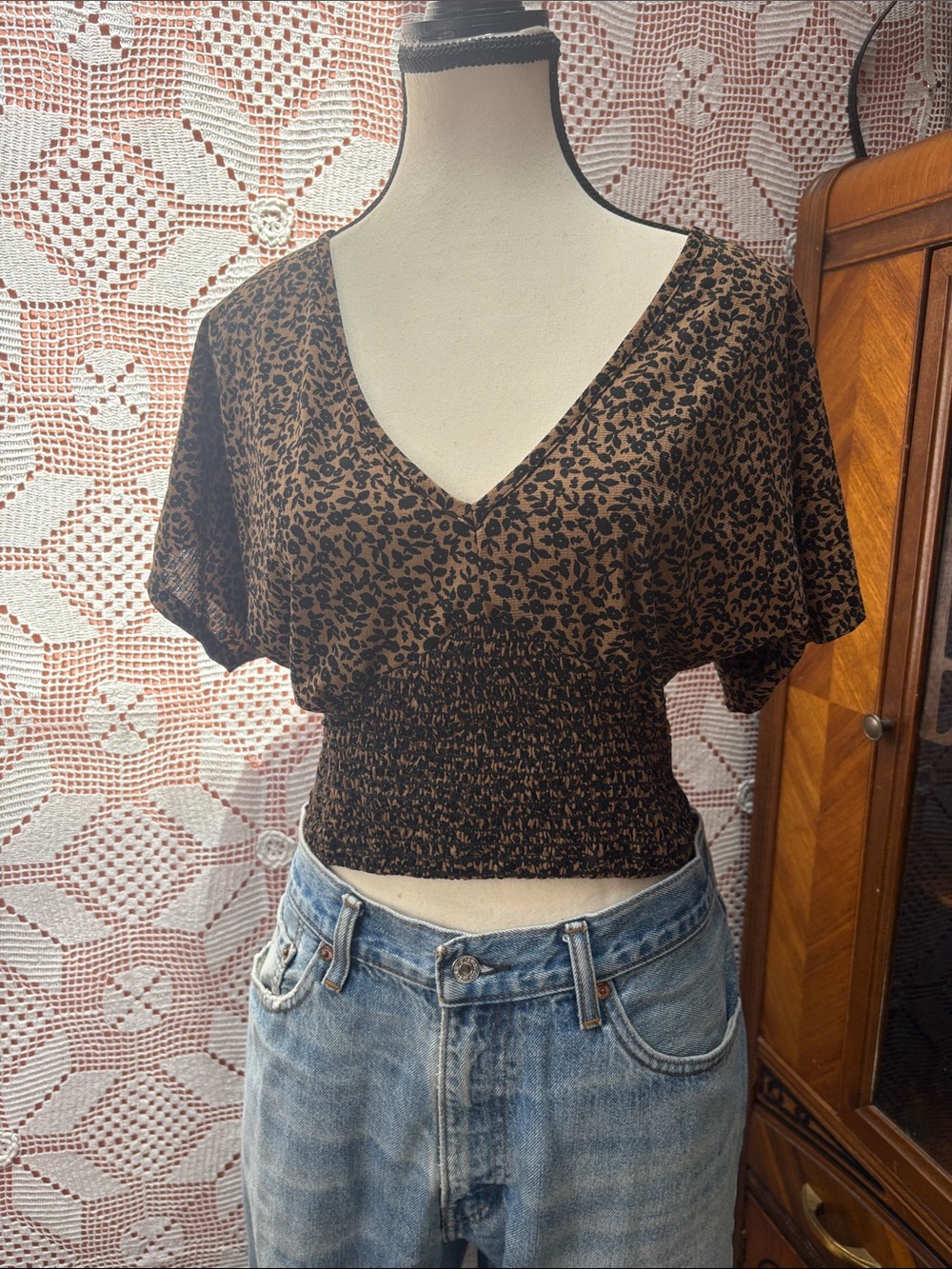 Eclipse Floral Smocked Crop Top